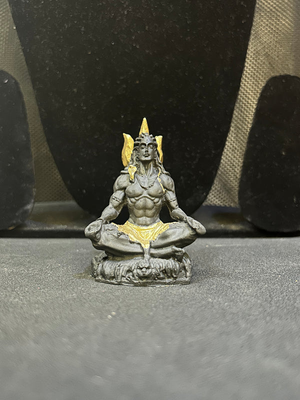 Mahadev Meditation Idol Black-Gold Murti